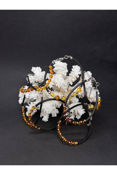 gemsartdeco KEHRİBAR DERİ BİLEKLİK ürün görseli 1