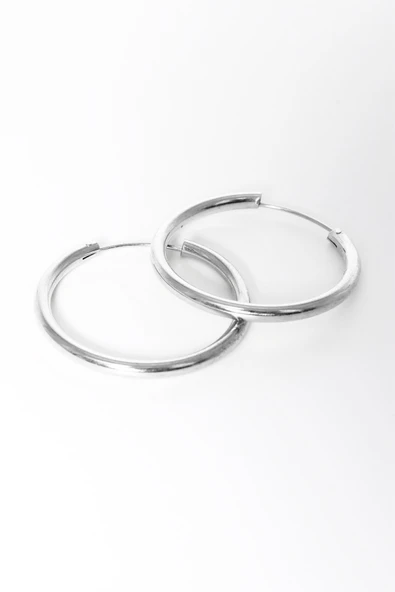 925 ayar gümüş küpe rodyumlu büyük boy halka küpe SGTL13150RODAJ - Resim 5