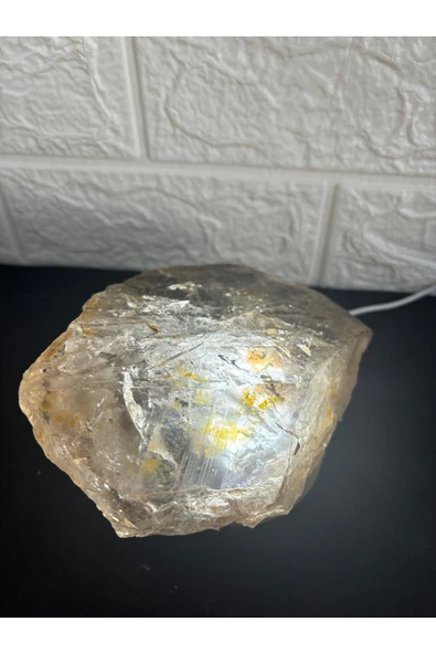 gemsartdeco Dev Boy Dumanlı Kuvars Doğaltaş Lamba- Radyasyon Önleyici Huzur Lambası - Resim 4