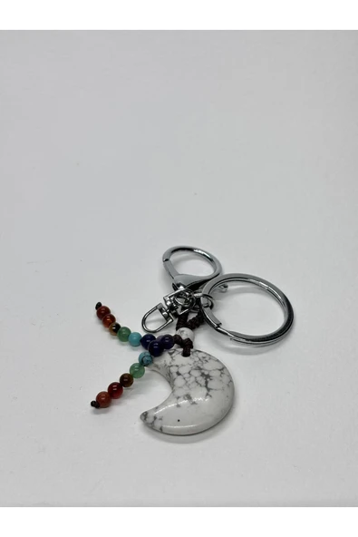 gemsartdeco HAVLİT DOĞALTAŞ ANAHTARLIK CHARM HİLAL - Resim 3