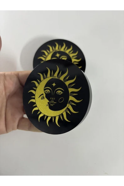 gemsartdeco OBSİDYEN AYNA GÜNEŞ VE AY SEMBOLÜ ürün görseli 1