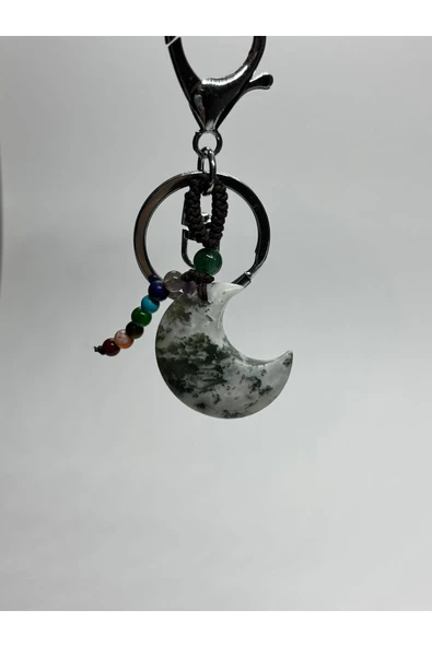 gemsartdeco YEŞİM TAŞI DOĞALTAŞ ANAHTARLIK CHARM HİLAL ürün görseli 1