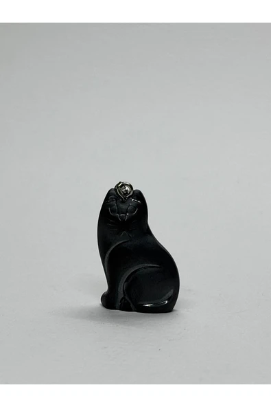 gemsartdeco ŞUNGİT DOĞALTAŞ KOLYE UCU KEDİ - Resim 4