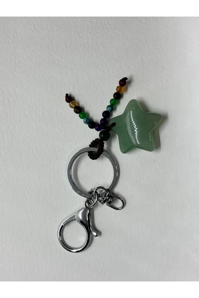 gemsartdeco AVENTURİN DOĞALTAŞ ANAHTARLIK CHARM YILDIZ - Resim 4