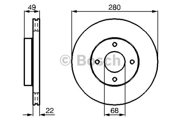 Nissan On Fren Diski Aynası Havalı Nissan Primera P11 1.8 2.0 96-02 Almera II 00-06 (280x4) - Bosch 0986478728 - Resim 1