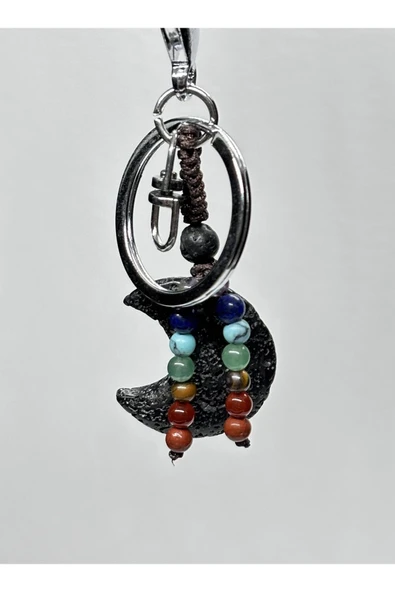 gemsartdeco LAV TAŞI DOĞALTAŞ ANAHTARLIK CHARM HİLAL ürün görseli