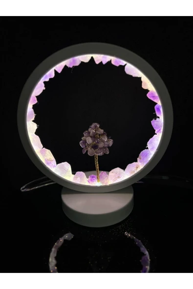 gemsartdeco AMETİST DOĞALTAŞ AĞAÇLI LAMBA ürün görseli