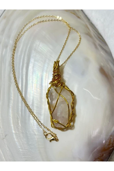 gemsartdeco Ametist Gold Bakır Tel Çelik Zincirli ürün görseli