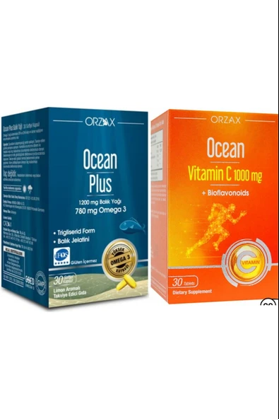 Ocean Plus Omega 3 1200 Mg 30 Kapsül + Vitamin C 1000mg 30 Tablet ürün görseli