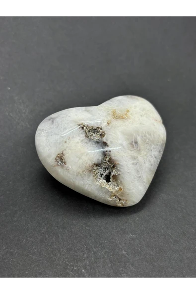 gemsartdeco BEYAZ KALSİD KALP PALMSTONE DOĞALTAŞ - Resim 2