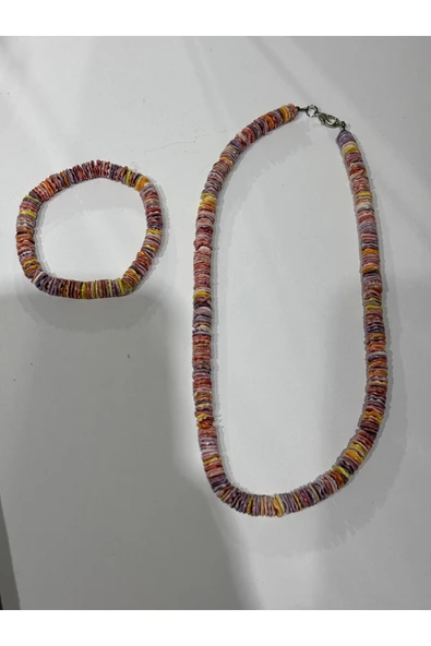 gemsartdeco DENİZ KABUĞU KOLYE BİLEKLİK SET - Resim 2