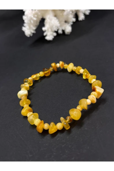 gemsartdeco KEHRİBAR BİLEKLİK SARI - Resim 3