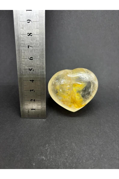 gemsartdeco SİTRİN ALTIN ŞİFACI KALP PALMSTONE DOĞALTAŞ - Resim 6