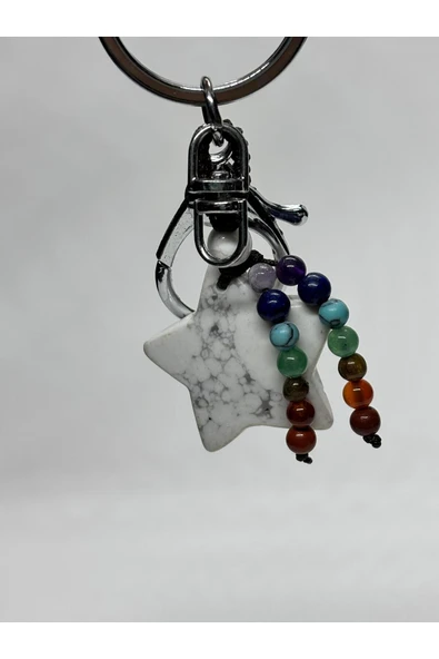 gemsartdeco HAVLİT DOĞALTAŞ ANAHTARLIK CHARM YILDIZ - Resim 8