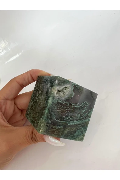 gemsartdeco MOSS AGATE DOĞALTAŞ KÜP 5 CM - Resim 5