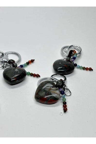 gemsartdeco KAN TAŞI DOĞALTAŞ ANAHTARLIK CHARM KALP - Resim 2