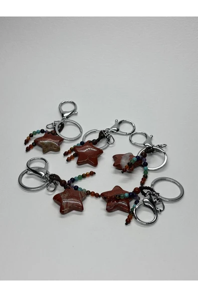 gemsartdeco JASPER DOĞALTAŞ ANAHTARLIK CHARM YILDIZ - Resim 5