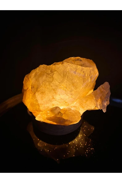 gemsartdeco SİTRİN KUVARS DOĞALTAŞ GECE LAMBASI ürün görseli