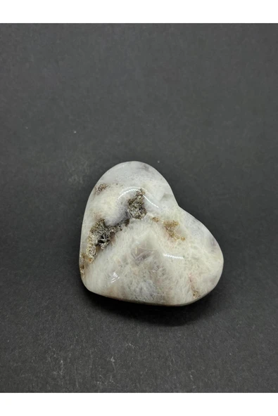 gemsartdeco BEYAZ KALSİD KALP PALMSTONE DOĞALTAŞ - Resim 4