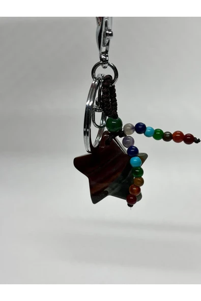 gemsartdeco KAN TAŞI DOĞALTAŞ ANAHTARLIK CHARM YILDIZ - Resim 3