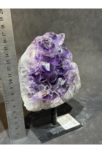 gemsartdeco BREZİLYA AMETİST DOĞALTAŞ SİYAH DEMİR STANTLI - Resim 6