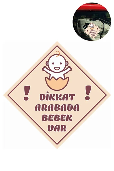 "Dikkat Arabada Bebek Var" Sticker – 10x10 Cm Folyo Baskılı Uyarı Etiketi ürün görseli 1