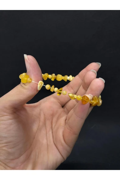 gemsartdeco KEHRİBAR BİLEKLİK SARI - Resim 4