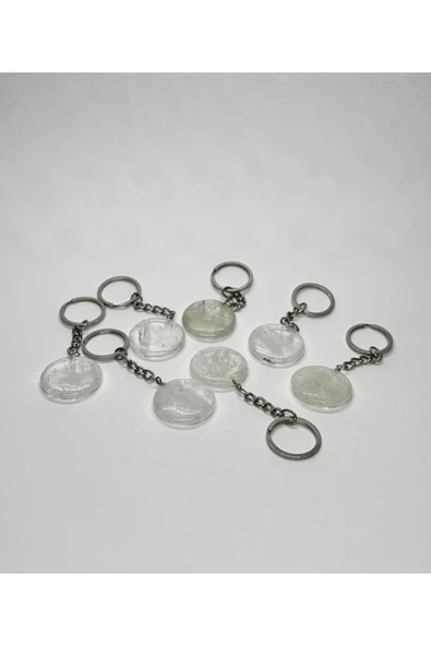 gemsartdeco KRİSTAL KUVARS DOĞALTAŞ ENERJİ YÜKSELTİCİ ANAHTARLIK CHARM DAİRE - Resim 3