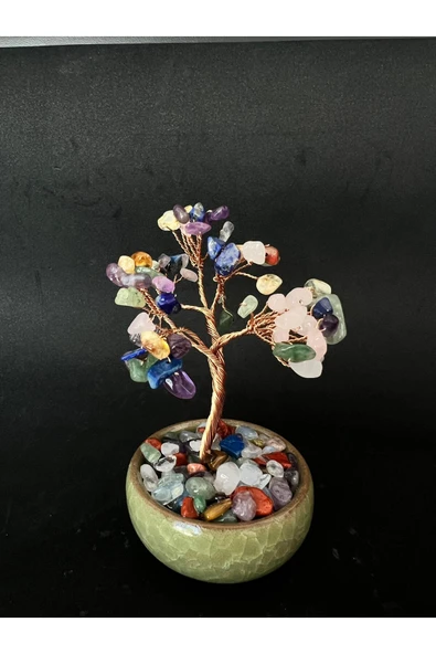 gemsartdeco PORSELEN SAKSILI BOLLUK AĞACI 7 ÇAKRA TAŞI ürün görseli