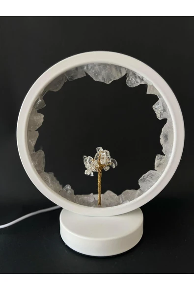 gemsartdeco KRİSTAL KUVARS DOĞALTAŞ AĞAÇLI LAMBA - Resim 2