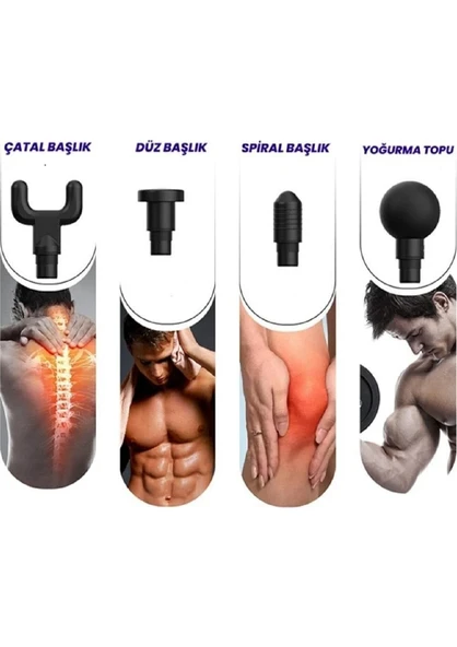 Divex M-900 8 Başlıklı 6 Kademeli Fascial Gun Şarjlı Masaj Cihazı - Resim 2