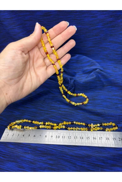 gemsartdeco KEHRİBAR KOLYE SARI-KAHVE - Resim 3