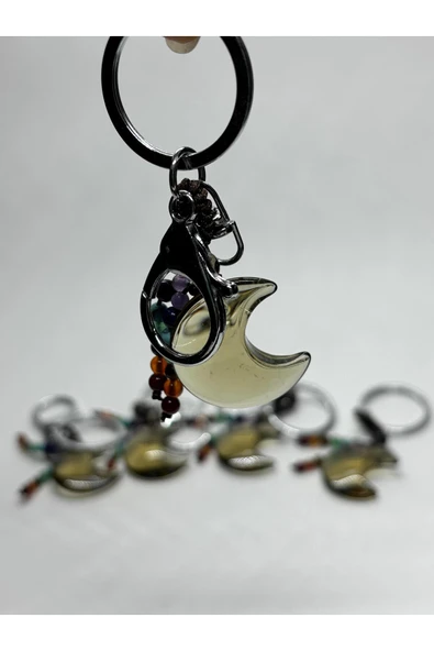 gemsartdeco DUMANLI KUVARS DOĞALTAŞ RADYASYON SAVAR ANAHTARLIK CHARM HİLAL ürün görseli