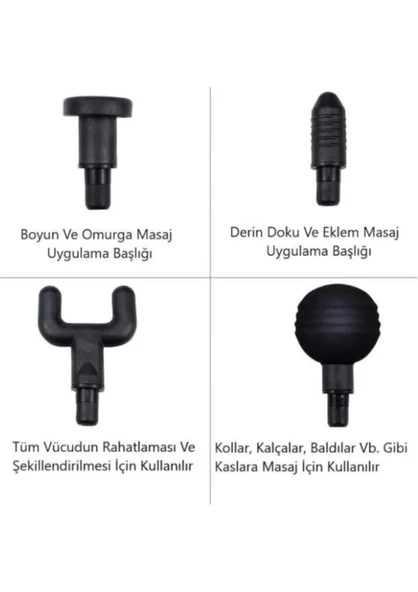 Divex M-900 8 Başlıklı 6 Kademeli Fascial Gun Şarjlı Masaj Cihazı - Resim 3