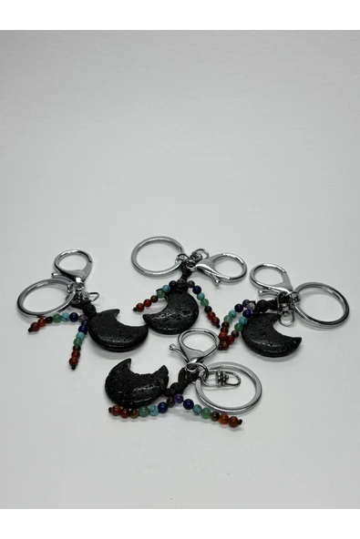 gemsartdeco LAV TAŞI DOĞALTAŞ ANAHTARLIK CHARM HİLAL - Resim 4