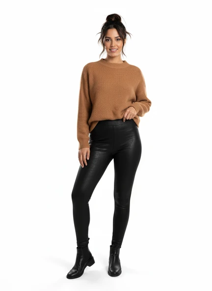 Kadın Toparlayıcı Yüksek Bel Desenli Kalın İç Göstermez Tayt ürün görseli