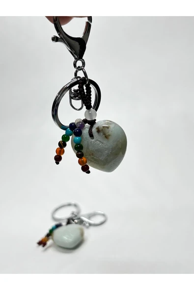gemsartdeco AMAZONİT DOĞALTAŞ DUYGUSAL DENGE ANAHTARLIĞI CHARM KALP ürün görseli