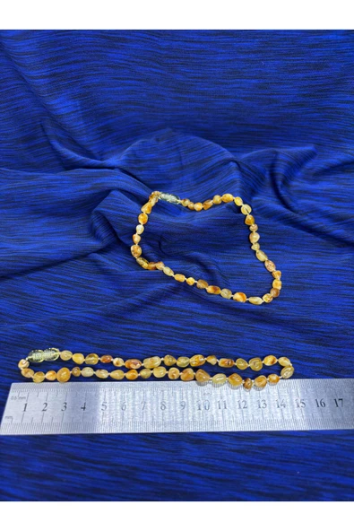 gemsartdeco KEHRİBAR SARI KOLYE KISA MODEL - Resim 2