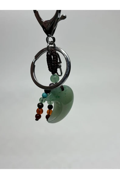 gemsartdeco AVENTURİN FENGSHUI ŞANS BEREKET ANAHTARLIĞI CHARM HİLAL ürün görseli