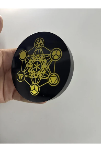 gemsartdeco OBSİDYEN AYNA METATRON SEMBOLLÜ - Resim 2