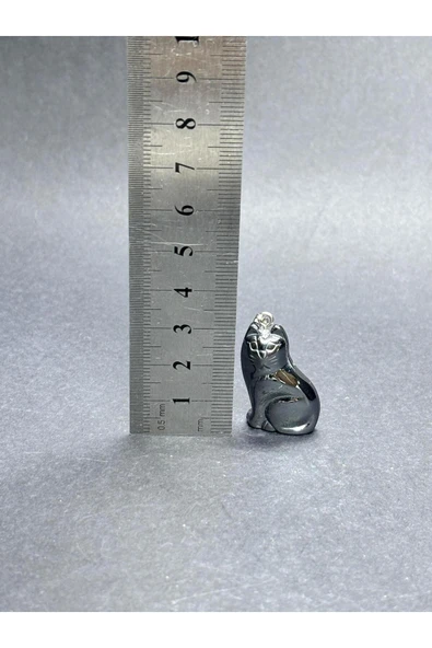 gemsartdeco HEMATİT DOĞALTAŞ KOLYE UCU KEDİ - Resim 6