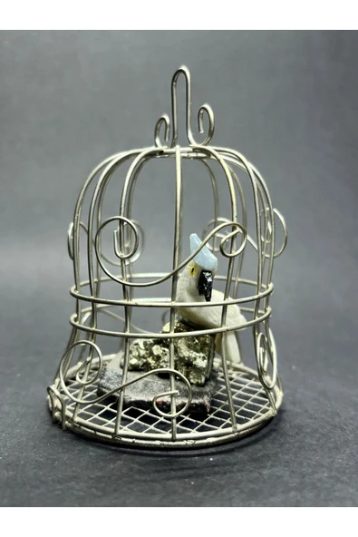 gemsartdeco ÖZEL KAFESLİ ZENGİNLİK DOĞALTAŞ OBJESİ - Resim 2