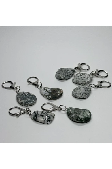 gemsartdeco YEŞİM TAŞI DOĞALTAŞ ANAHTARLIK CHARM DAMLA - Resim 4