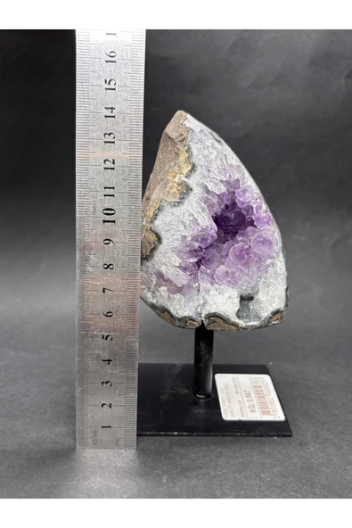 gemsartdeco BREZİLYA AMETİST DOĞALTAŞ SİYAH DEMİR STANTLI - Resim 7