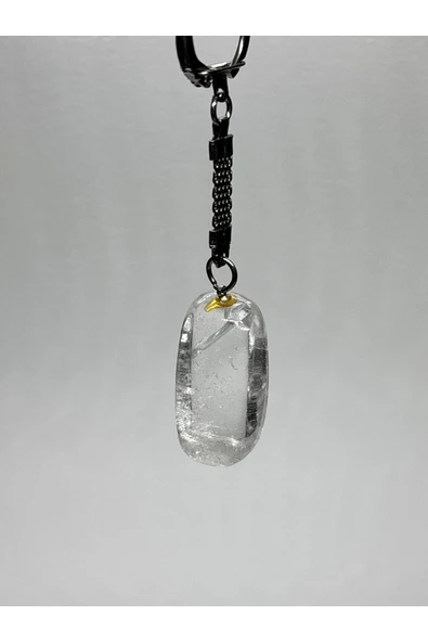 gemsartdeco KRİSTAL KUVARS DOĞALTAŞ ENERJİ YÜKSELTİCİ ANAHTARLIK CHARM PRİZMA - Resim 2