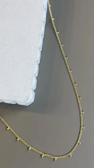 Boncuklu Zincir Kolye - Altın ürün görseli 1