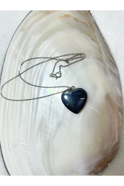 gemsartdeco Hematit Kalp Çelik Kolye ürün görseli