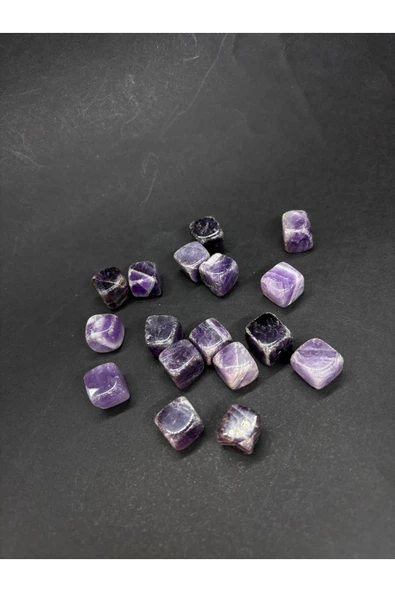 gemsartdeco 3 ADET KÜP AMETİST DOĞALTAŞ - Resim 6