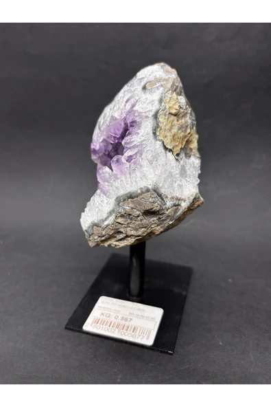 gemsartdeco BREZİLYA AMETİST DOĞALTAŞ SİYAH DEMİR STANTLI - Resim 4