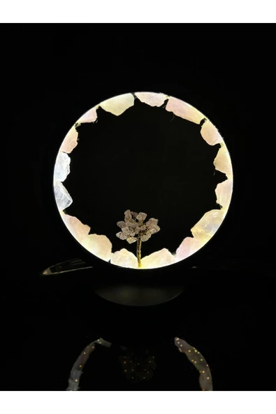 gemsartdeco PEMBE KUVARS DOĞALTAŞ GECE LAMBASI PRİZLİ - Resim 2